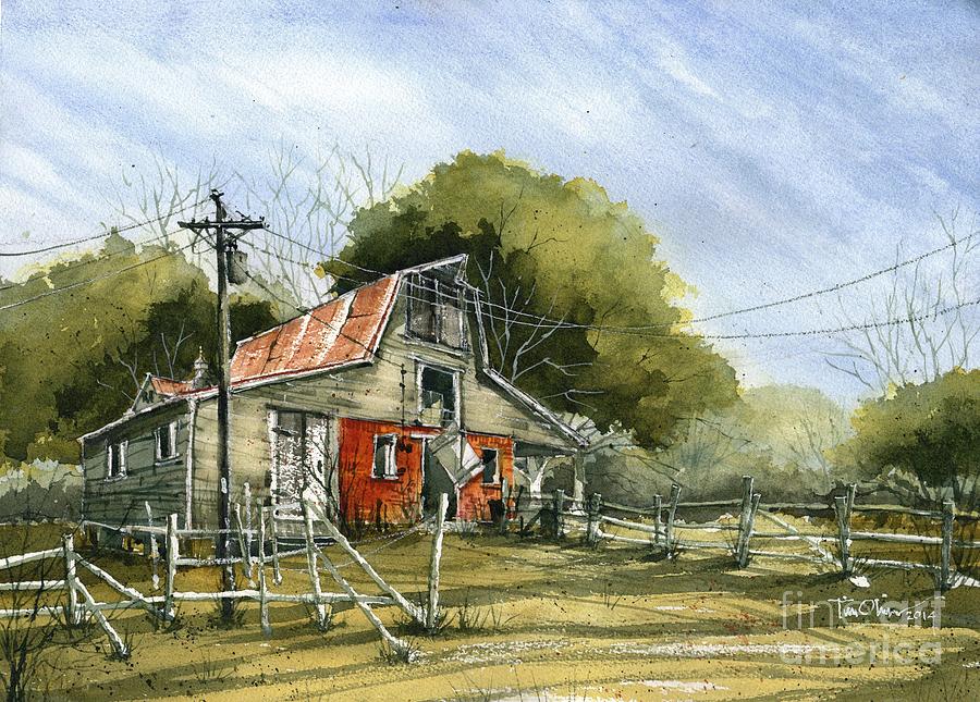 Red Brick Barn Painting by Tim Oliver