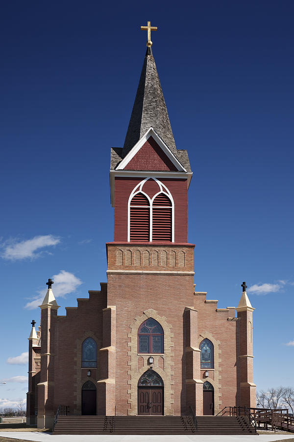 red brick Catholic church Photograph by Donald Erickson - Fine Art