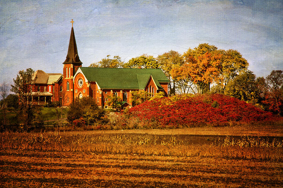 Red Brick Church in Autumn Photograph by Peggy Collins