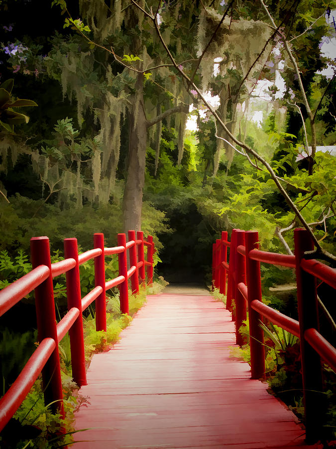 Red Bridge in Southern Plantation Photograph by David Smith