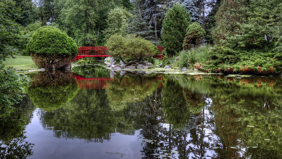 Red Bridge Reflection Photograph by Michael Donahue