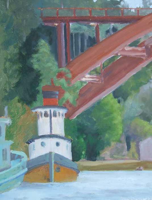 Work In Progress Painting - Red Bridge View LaConner WA by Raymond Kaler Work In Progress Painting - Red Bridge View LaConner WA by Raymond Kaler