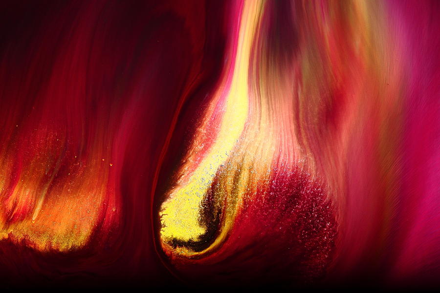 Red Bright Yellow Abstract Art Lipstick by KredArt Painting by Serg Wiaderny