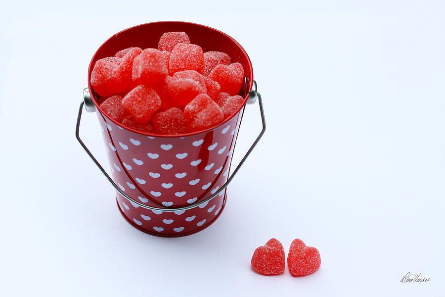 Red Bucket of Hearts Photograph by Diana Haronis