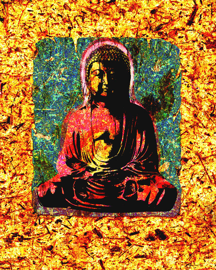 Red Buddha Mixed Media by Peter Cutler
