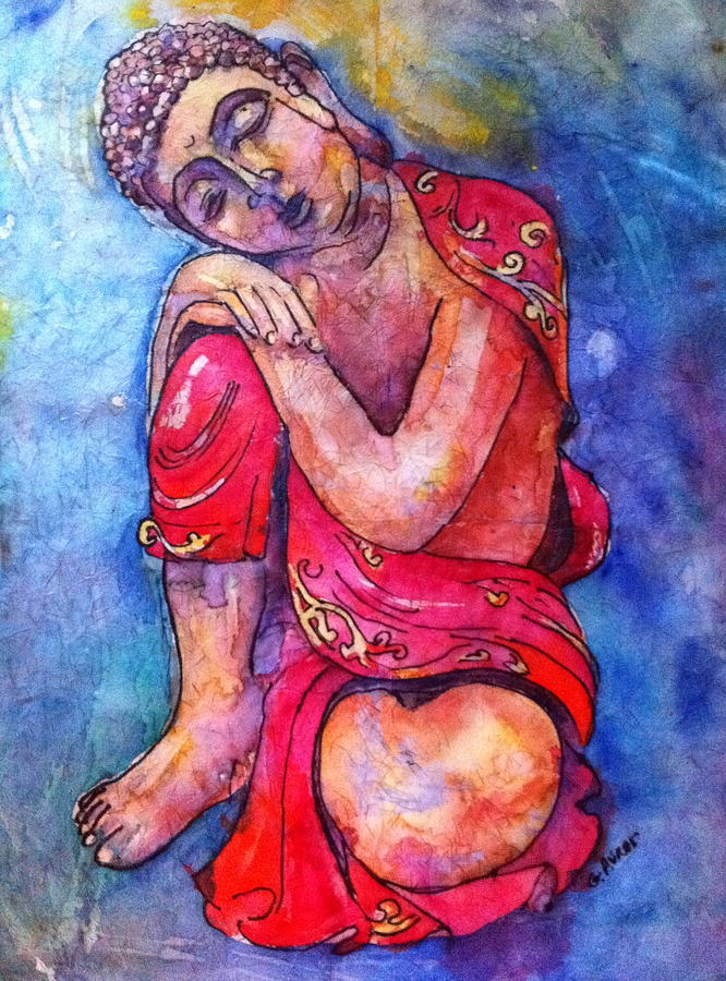 Buddha Painting - Red Buddha Resting by Gloria Avner