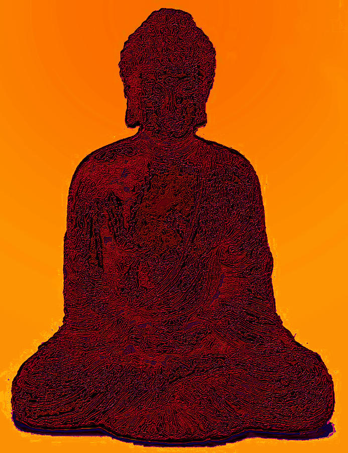 Red Buddha Painting by Steve Fields