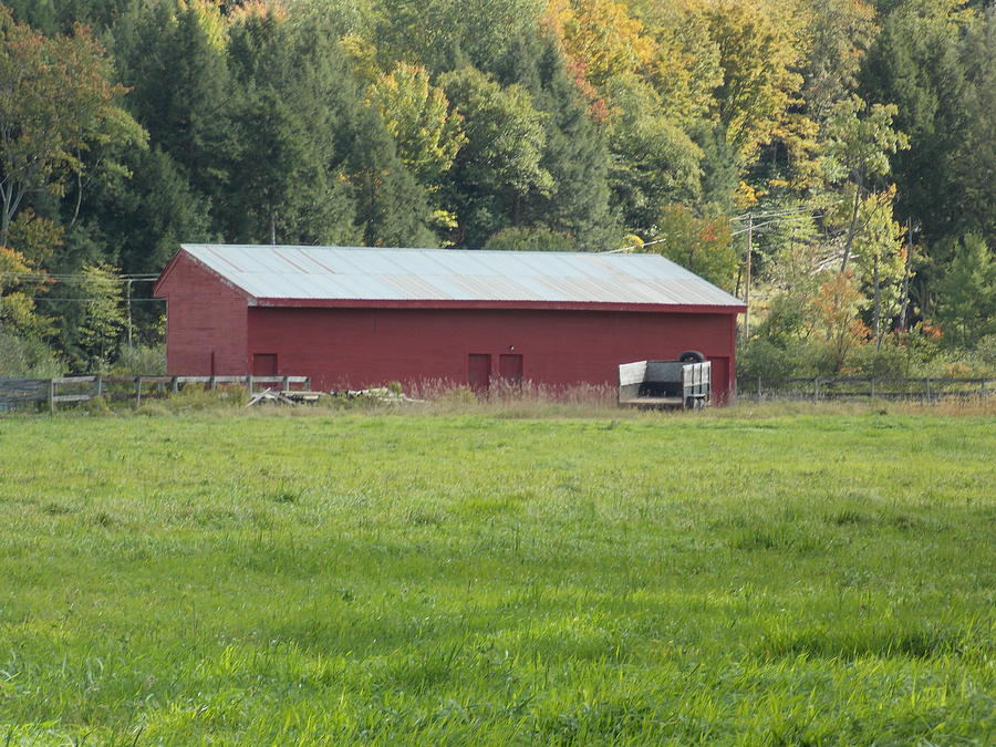Red Building at End of a Field Photograph by Catherine Gagne