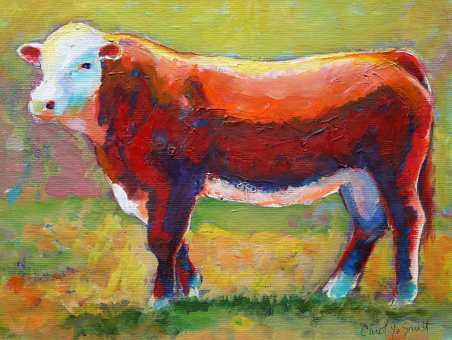 Red Bull Painting by Carol Jo Smidt