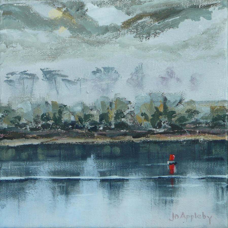Red Buoy Painting by Jo Appleby