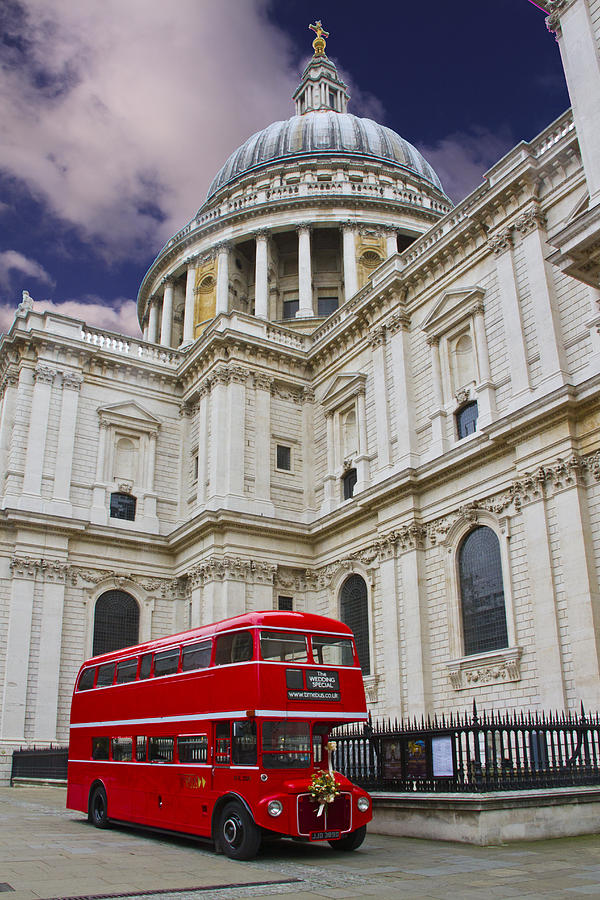 Red Bus and St Pauls  Photograph by David French