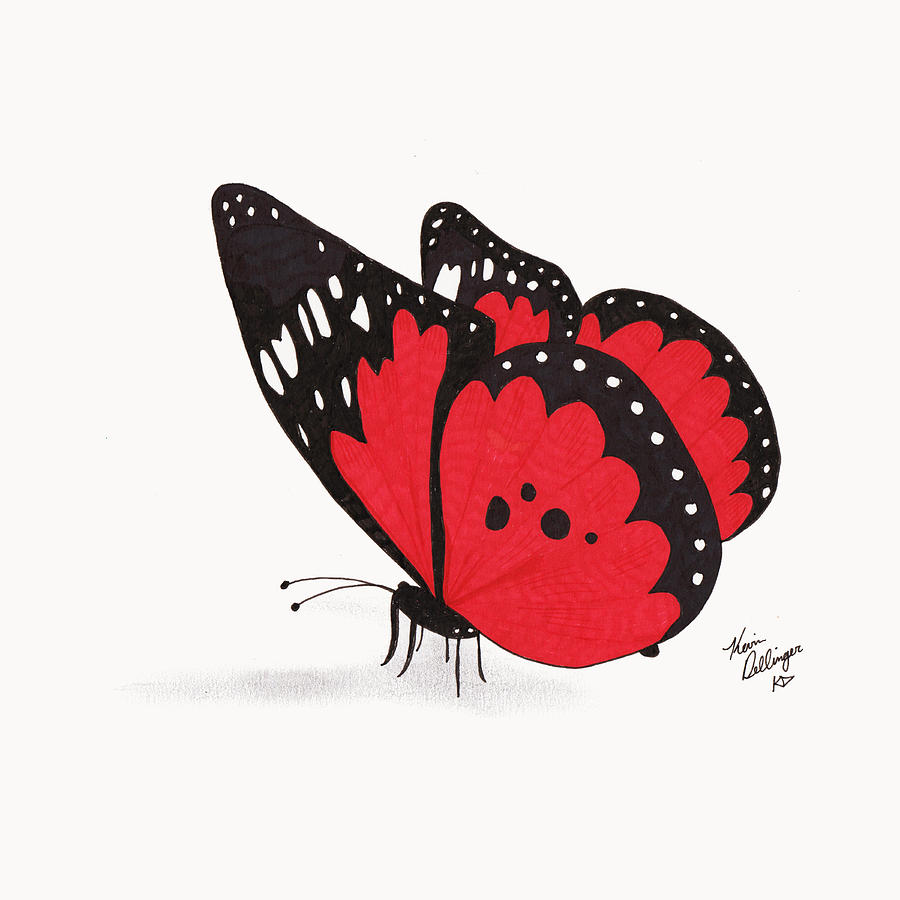 Red Butterfly Drawing by Dellinger - Pixels