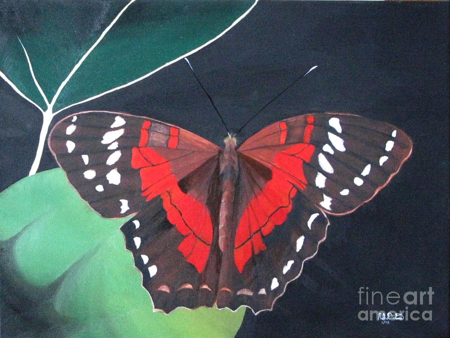 Red Butterfly Painting by Richard Dotson