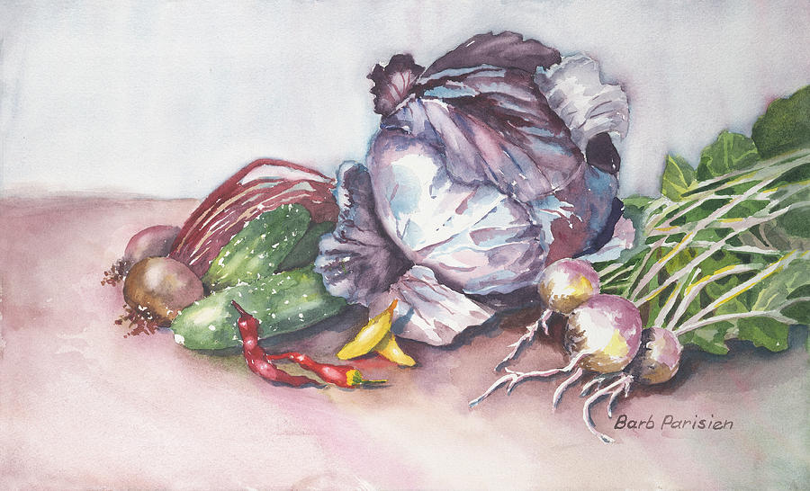 Red Cabbage Painting by Barbara Parisien