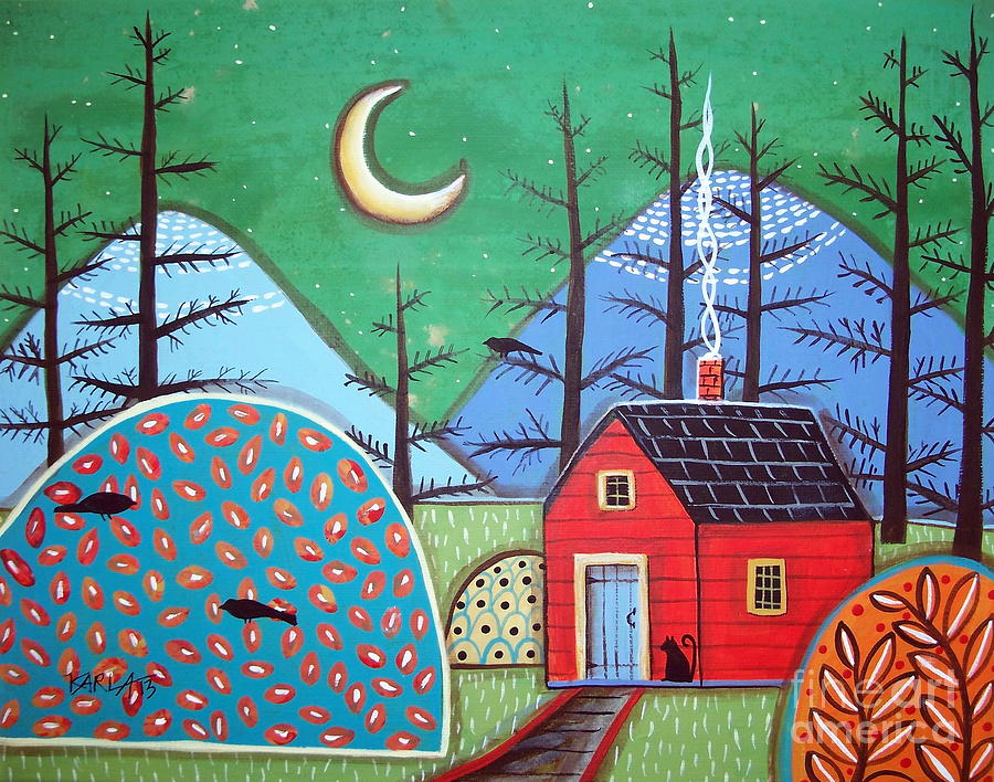 Red Cabin Painting by Karla Gerard