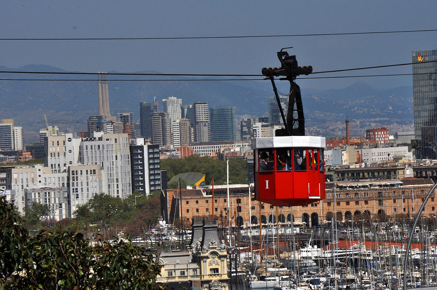 Red Cable Car over Barcelona Photograph by Diane Lent