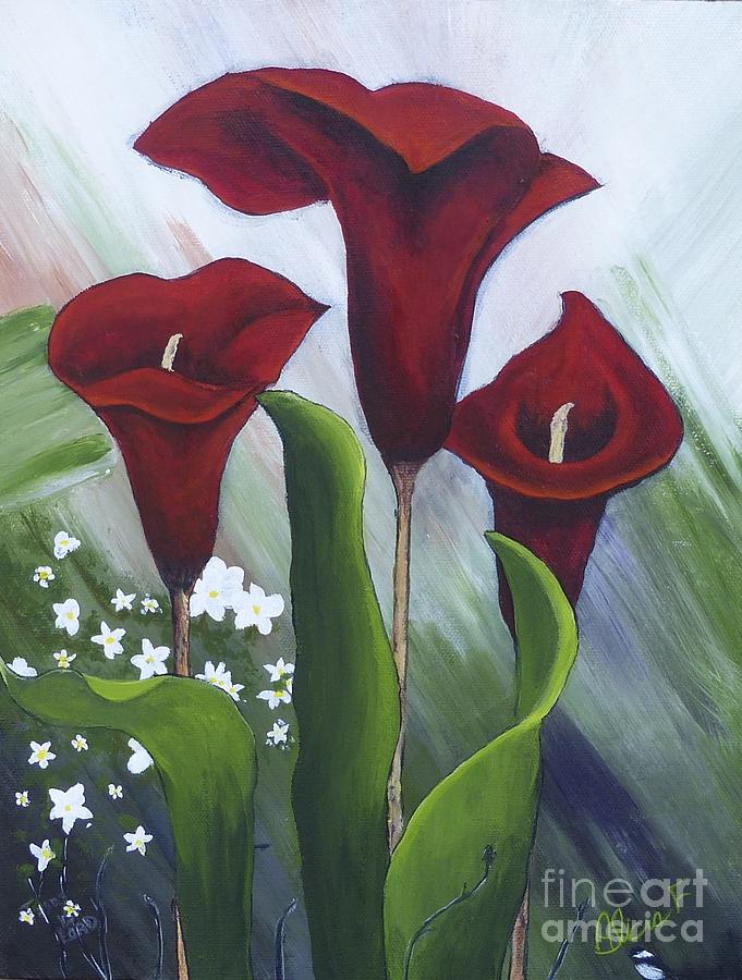 Red Calla Lilies Painting by Alicia Fowler