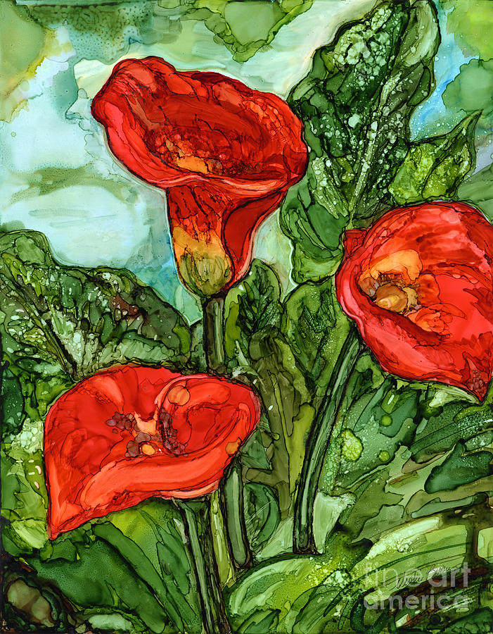 Red Callas Painting by Vicki Baun Barry