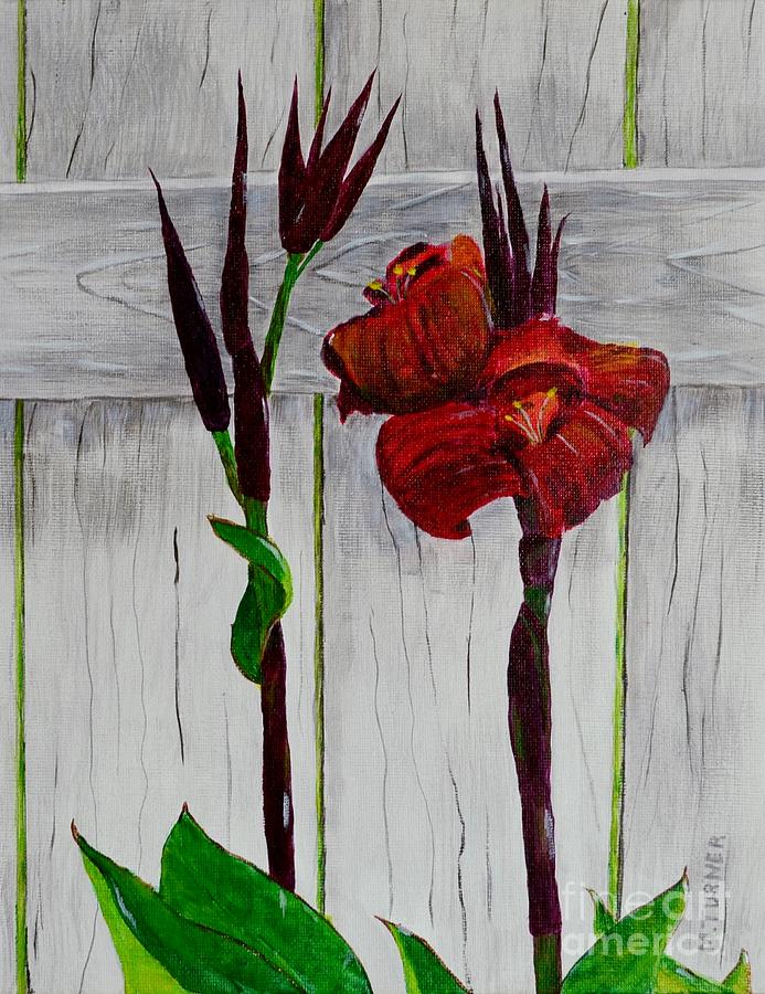 Red Canna Lily Painting by Melvin Turner