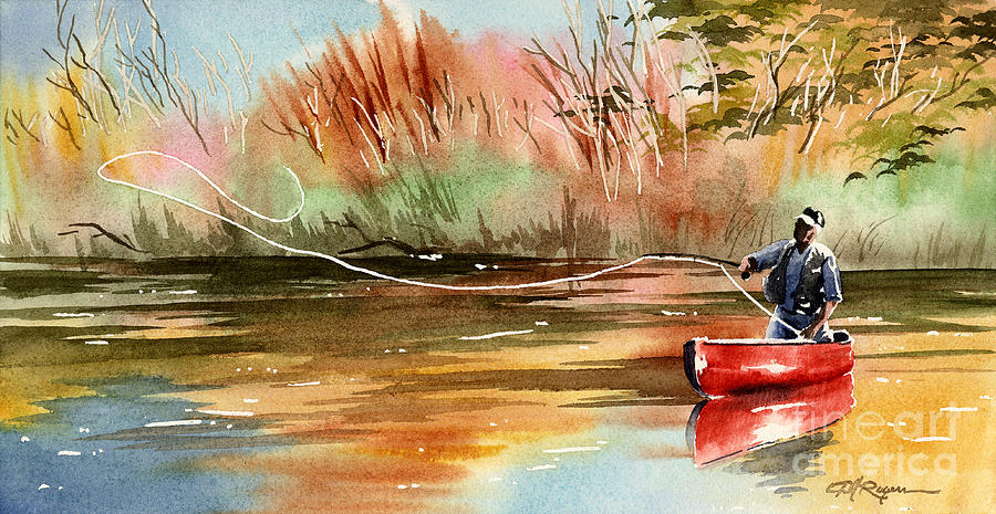 Fish Painting - Red Canoe by David Rogers