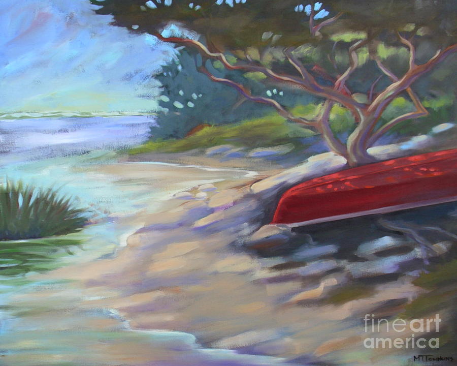 Tree Painting - Red Canoe Salt Run by Teri Tompkins