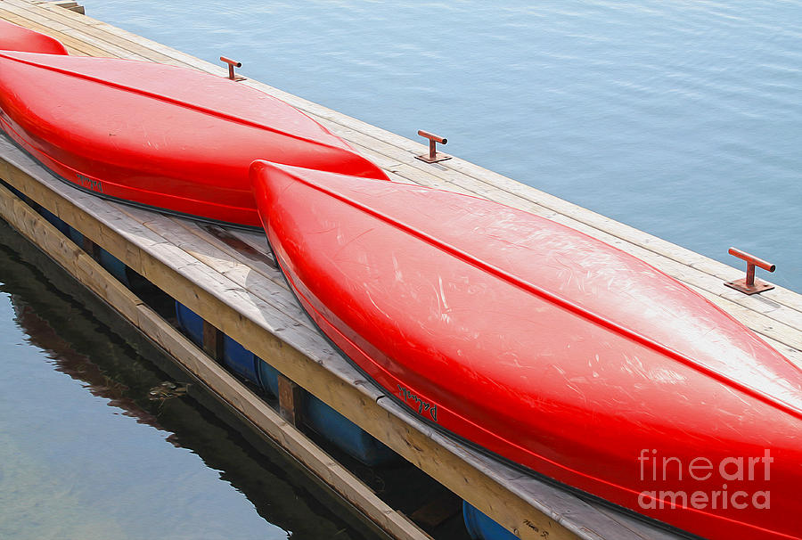 Red Canoes Photograph by Nina Silver