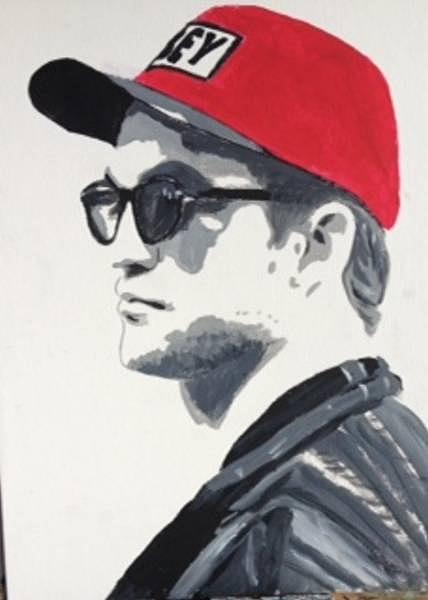 Red Cap Rob Painting by Audrey Pollitt