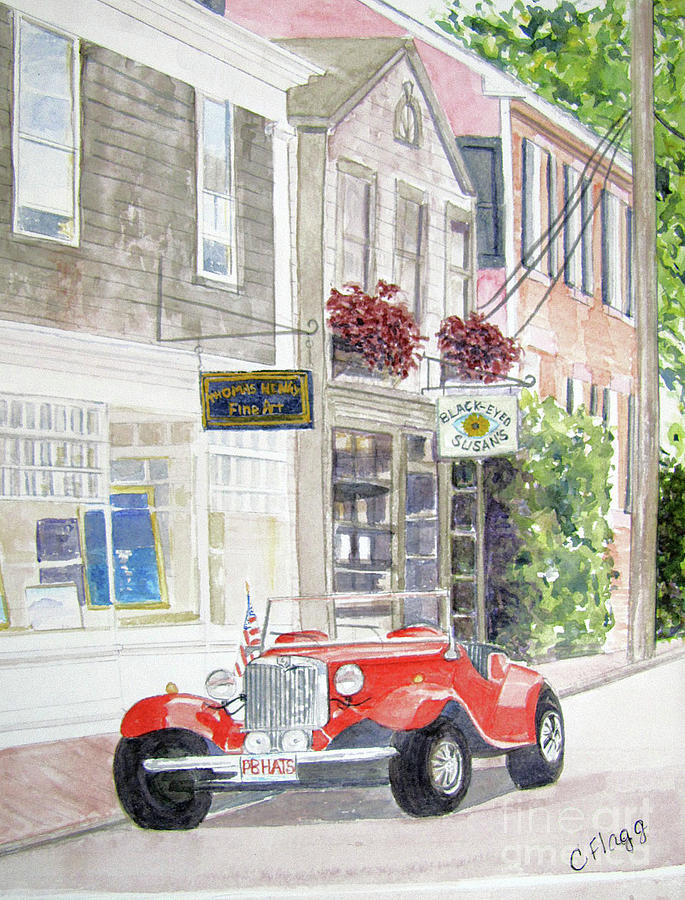 Red Car Painting by Carol Flagg