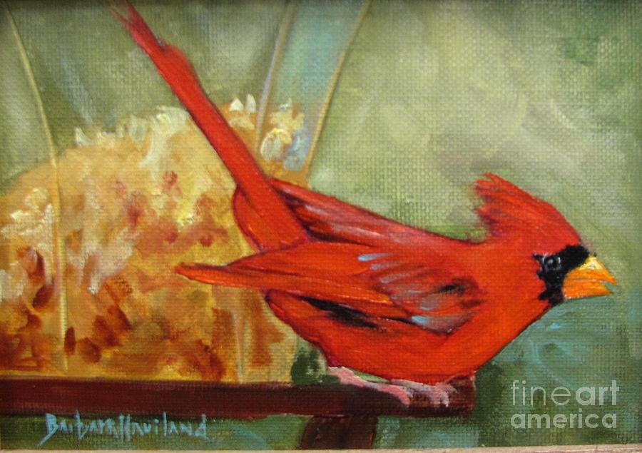 Red Cardinal Painting by Barbara Haviland