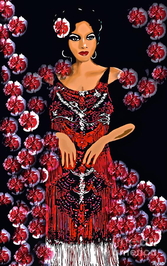 Red Carnations For The Jazz Singer C1930  Painting by Saundra Myles