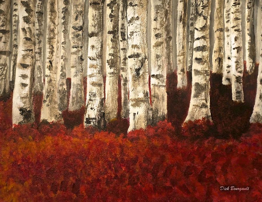 Red Carpeted Forest Painting by Dick Bourgault