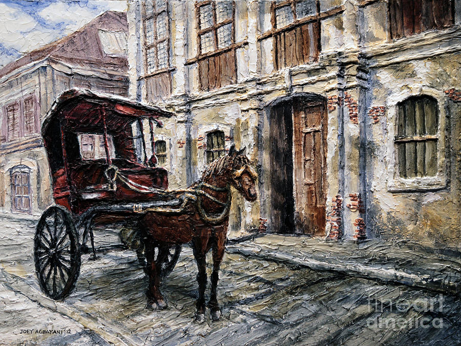 Red Carriage Painting by Joey Agbayani