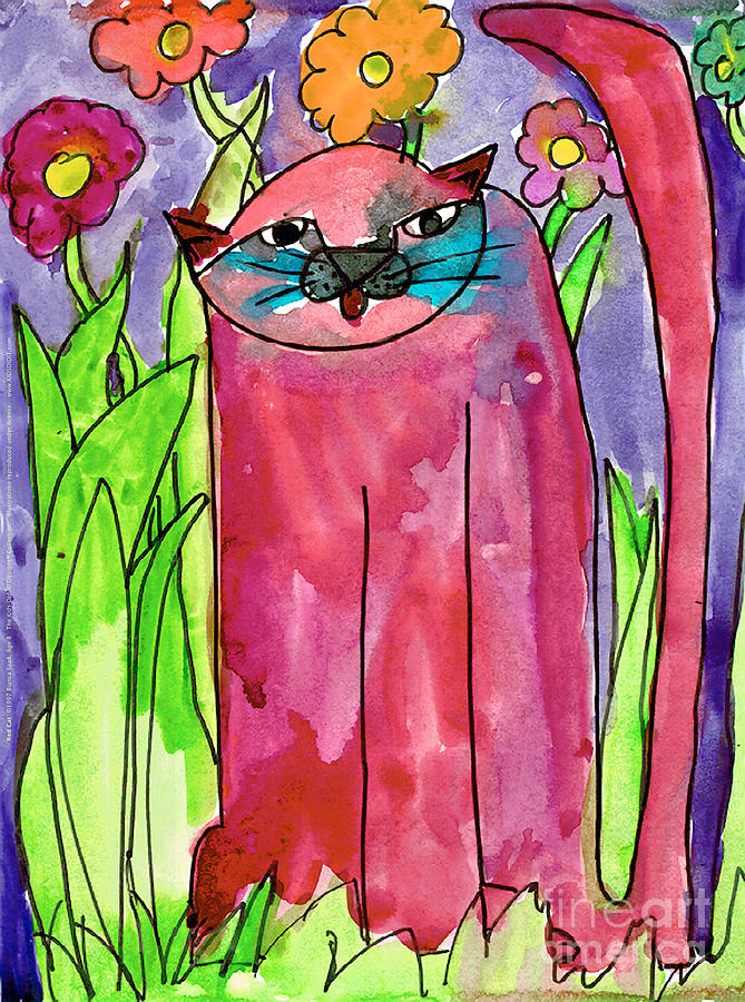 Flower Painting - Red Cat by Bianca Saad Age Eight