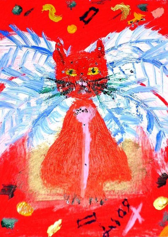 Red Cat I Painting by Leslie Byrne