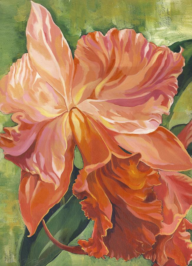 Red Cattelya Orchid  Painting by Alfred Ng