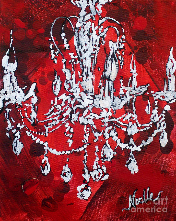 Red Painting - Red Chandelier Silhouette by Noelle Rollins