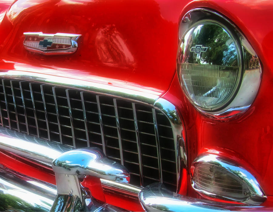 Red Chevy Headlight Photograph by Vic Montgomery