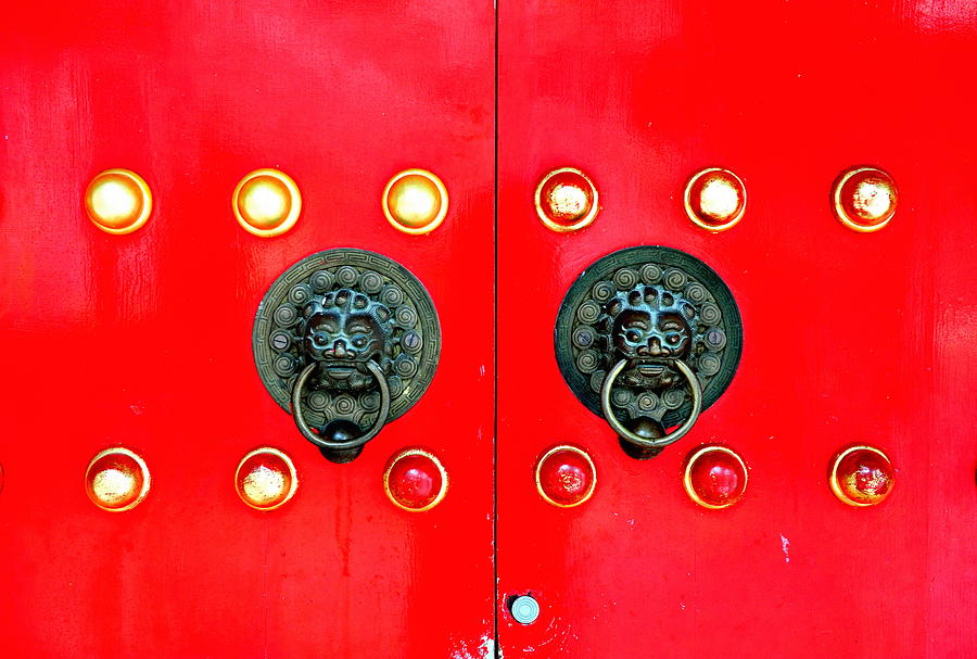 Red Chinese Door in Hong Kong Photograph by Songquan Deng