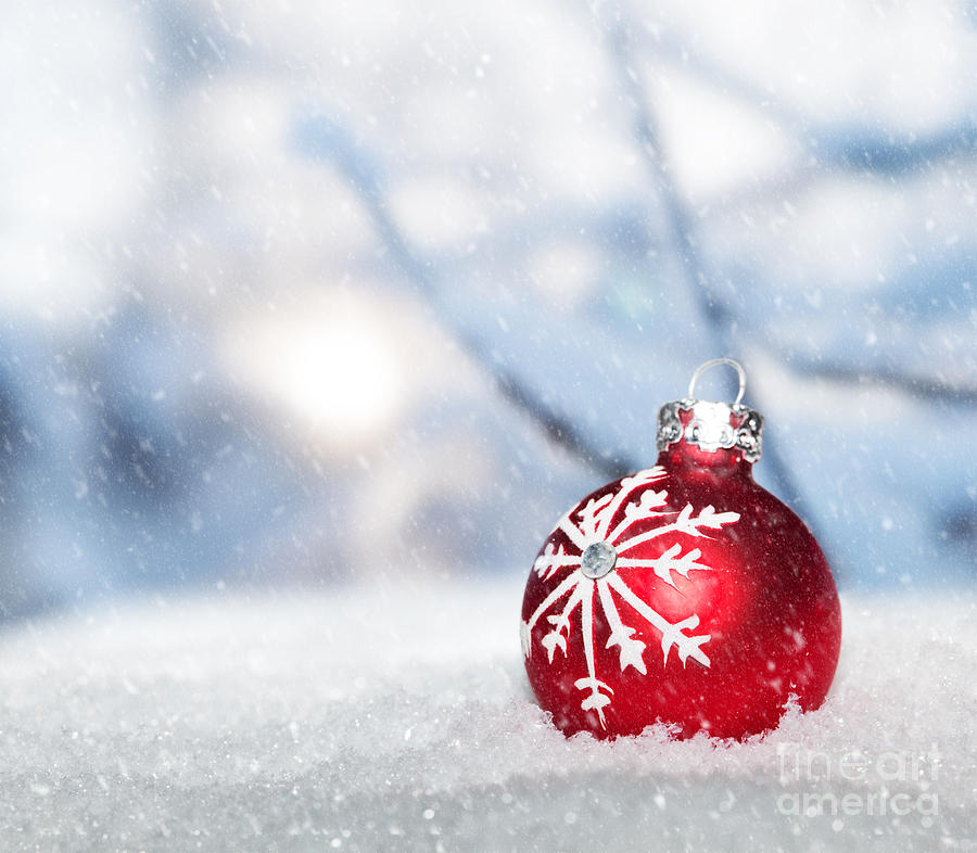 Christmas glass ball in snow. Glitter background Photograph by Michal  Bednarek - Pixels