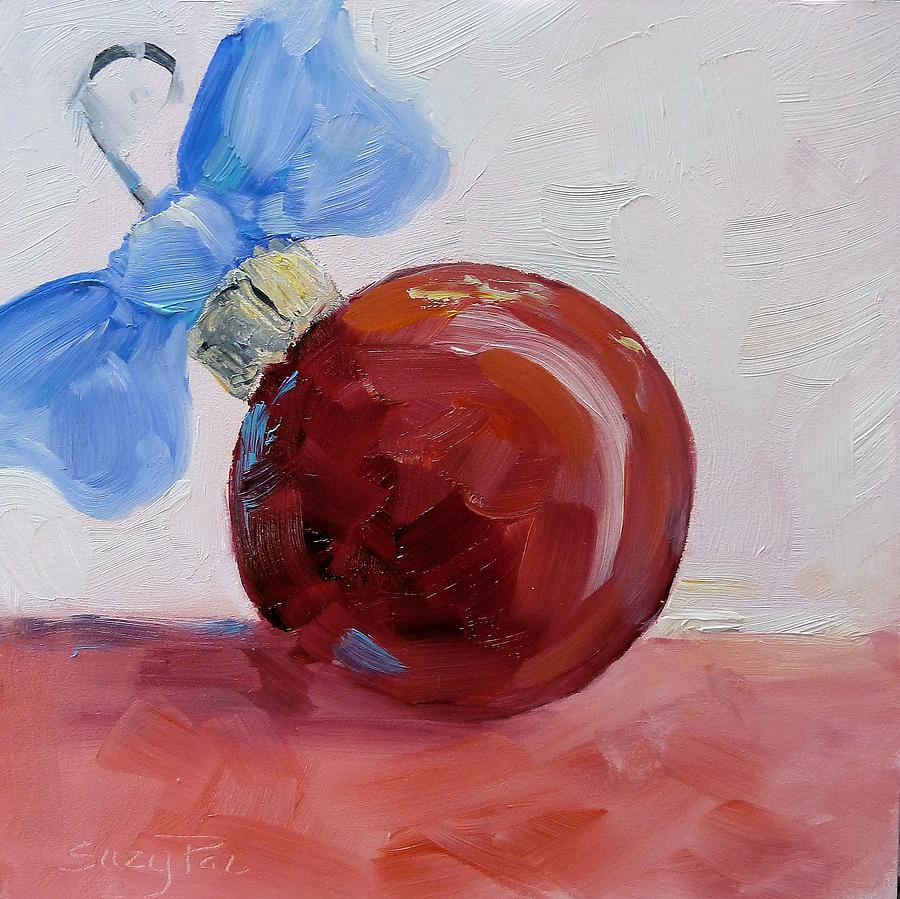 Oil Painting - Red Christmas Ball by Suzy Pal Powell