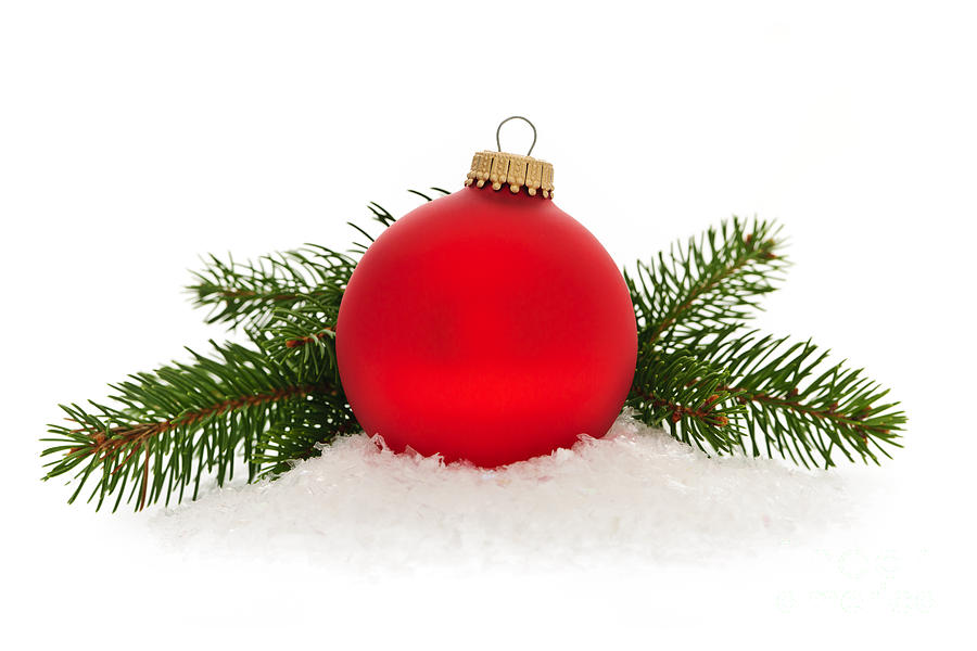 Christmas Photograph - Red Christmas bauble by Elena Elisseeva