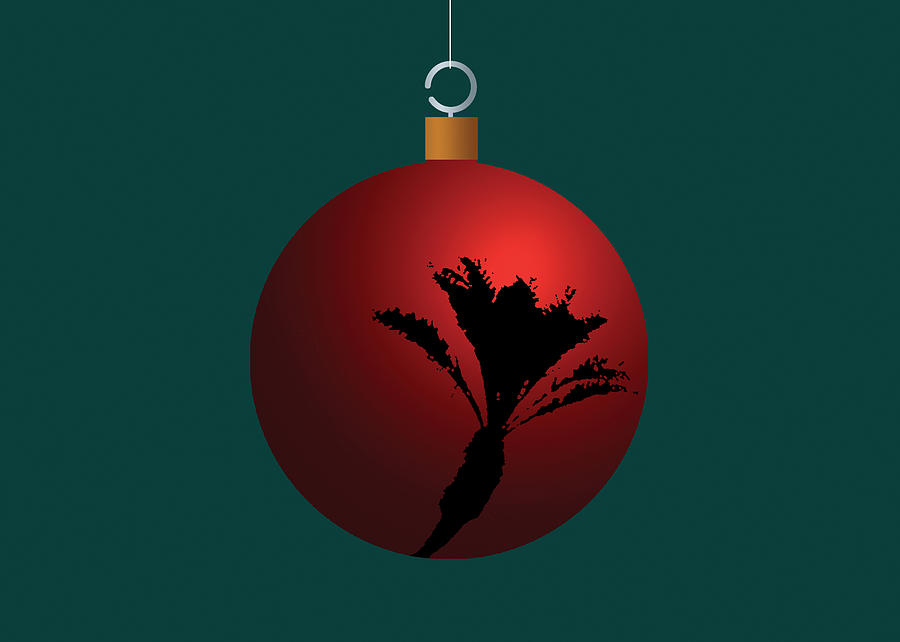 Red Christmas Palm Tree Ball Ornament Digital Art by Stan  Magnan