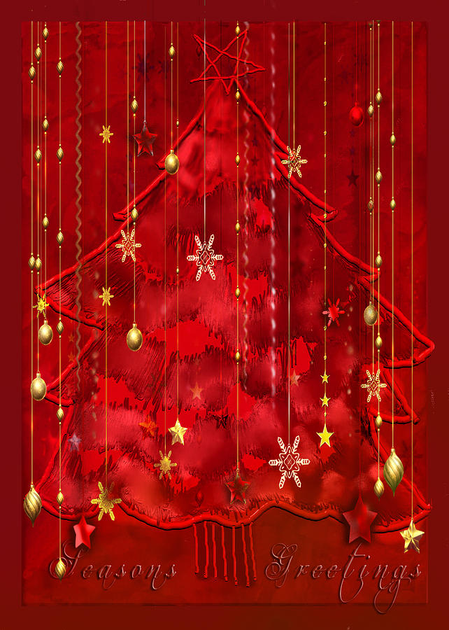 Tree Digital Art - Red Christmas Tree by Arline Wagner