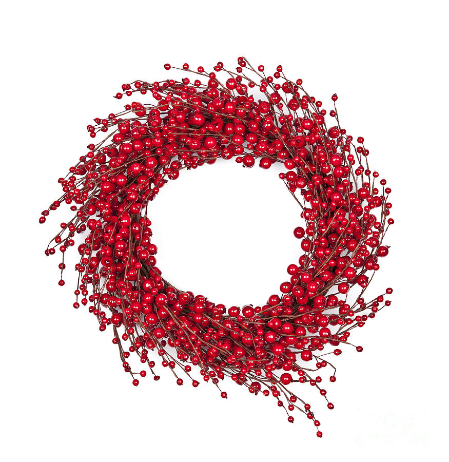 Christmas Photograph - Red Christmas wreath by Elena Elisseeva