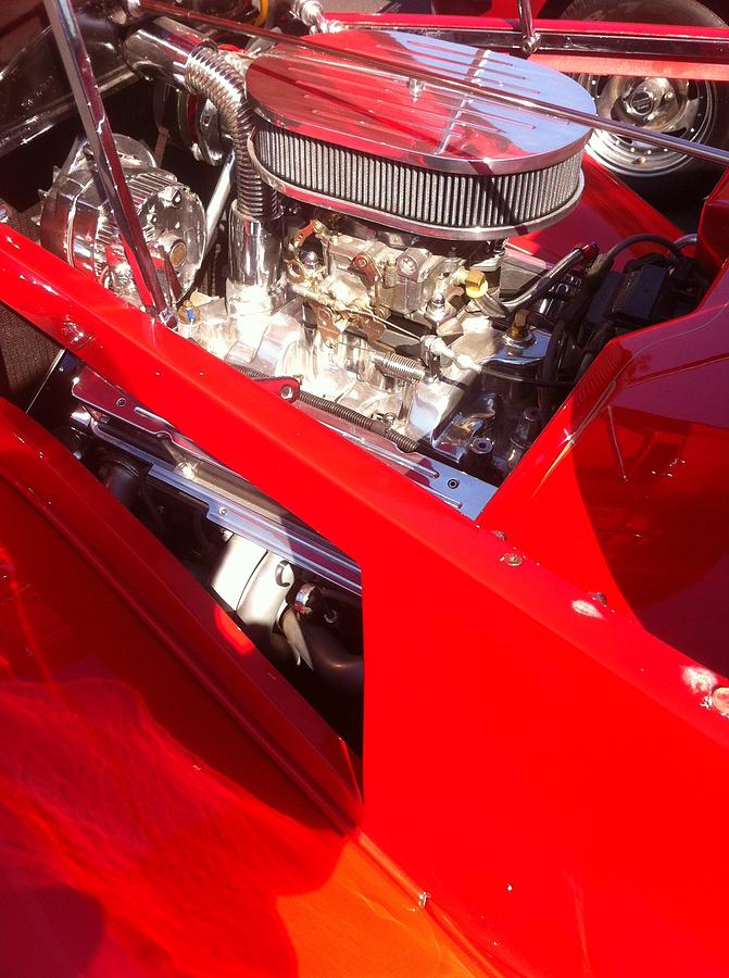 Red Classic Car Engine 2 Photograph by Susan Garren
