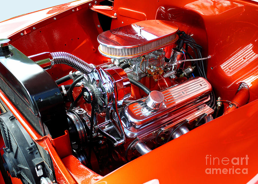 Red Classic Engine Photograph by Brenda Kean