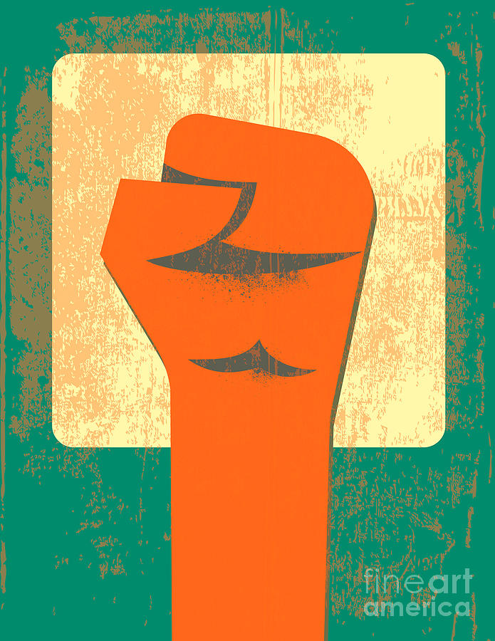 Achievement Digital Art - Red Clenched Fist Retro Poster by File404 Achievement Digital Art - Red Clenched Fist Retro Poster by File404