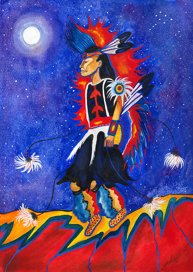 Feather Painting - Red Cliff Dancer by Martie  Hopper-Reynolds