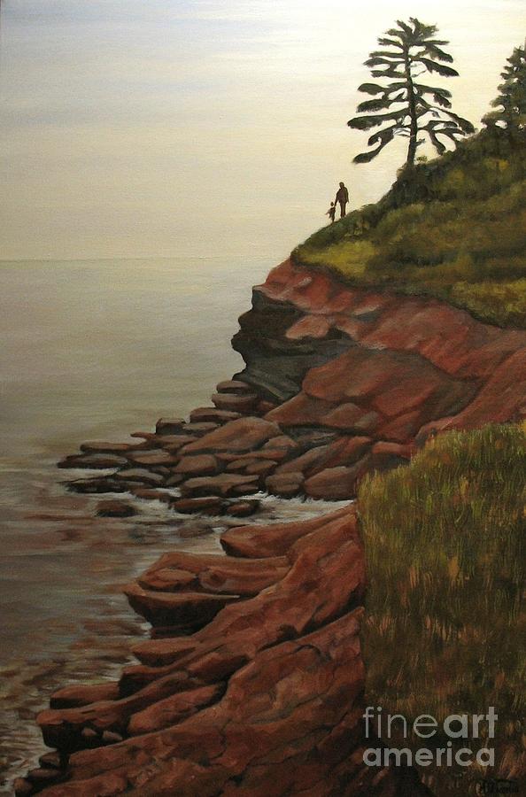 Red cliffs PEI Painting by Helene Martin Fine Art America