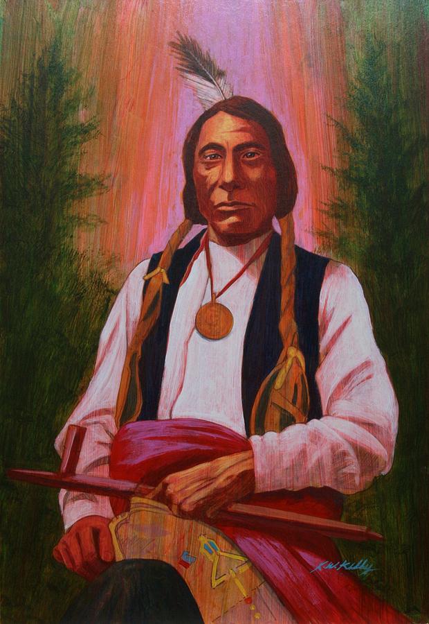 Red Cloud Painting - Red Cloud Oglala Lakota Chief by J W Kelly Red Cloud Painting - Red Cloud Oglala Lakota Chief by J W Kelly